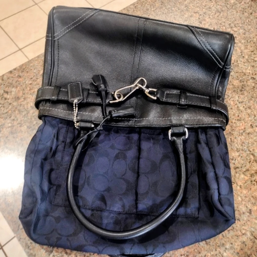 Coach Hamptons Black Leather Satchel